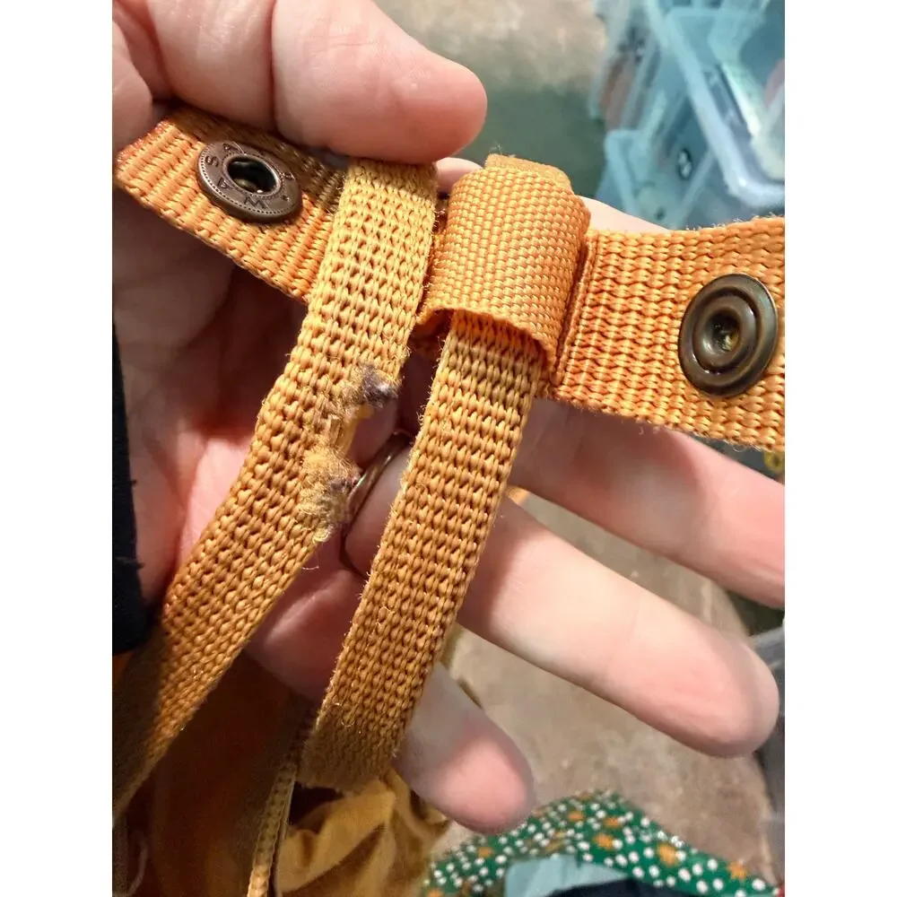 Fjällräven Kånken Classic Backpack Yellow Ochre Pink Logo Worn Strap 16L